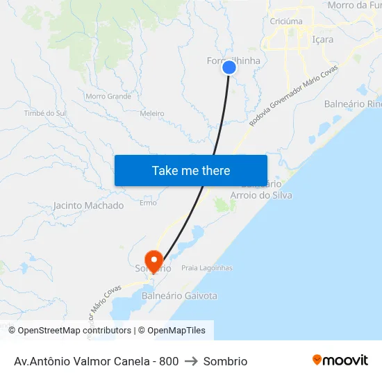 Av.Antônio Valmor Canela - 800 to Sombrio map