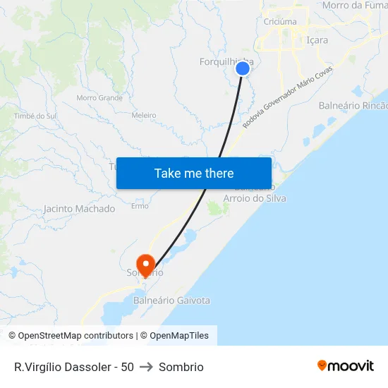 R.Virgílio Dassoler - 50 to Sombrio map