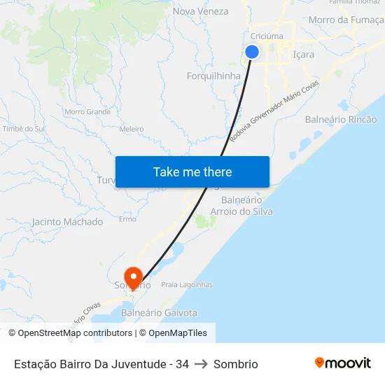 Estação Bairro Da Juventude - 34 to Sombrio map