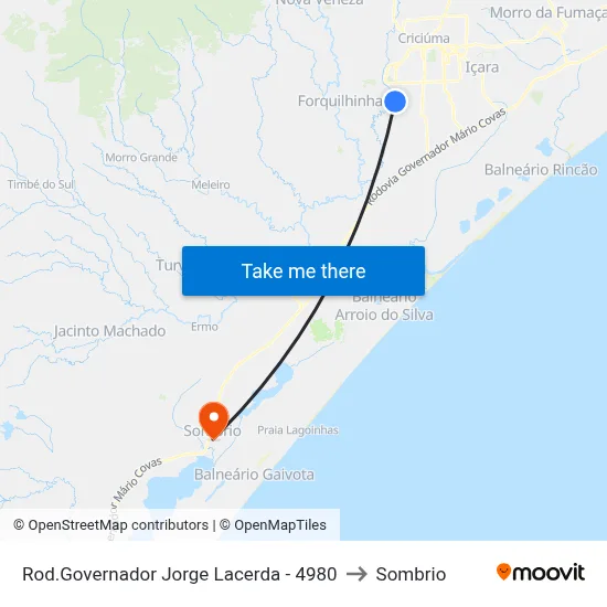 Rod.Governador Jorge Lacerda - 4980 to Sombrio map