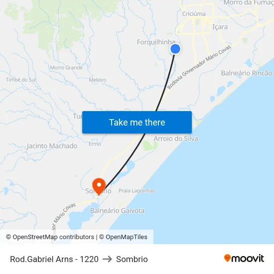 Rod.Gabriel Arns - 1220 to Sombrio map