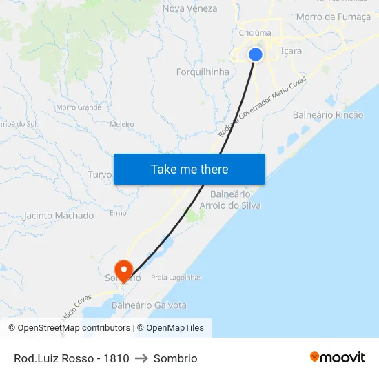 Rod.Luiz Rosso - 1810 to Sombrio map