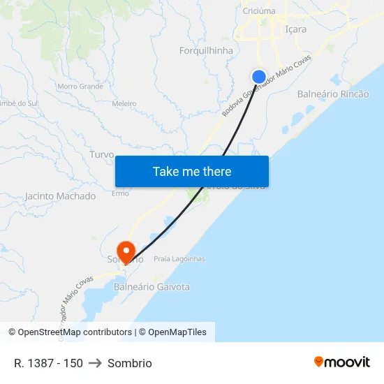 R. 1387 - 150 to Sombrio map