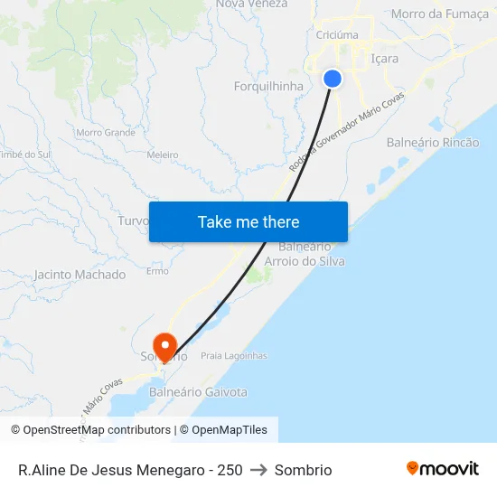 R.Aline De Jesus Menegaro - 250 to Sombrio map