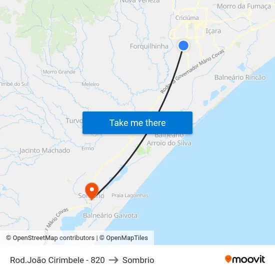 Rod.João Cirimbele - 820 to Sombrio map