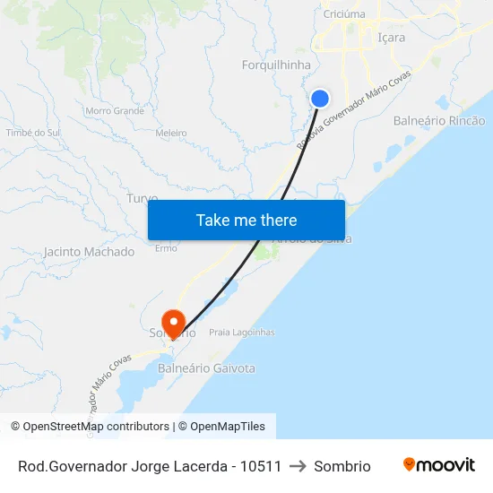 Rod.Governador Jorge Lacerda - 10511 to Sombrio map