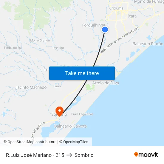 R.Luiz José Mariano - 215 to Sombrio map