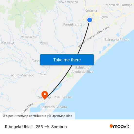 R.Angela Ubiali - 255 to Sombrio map