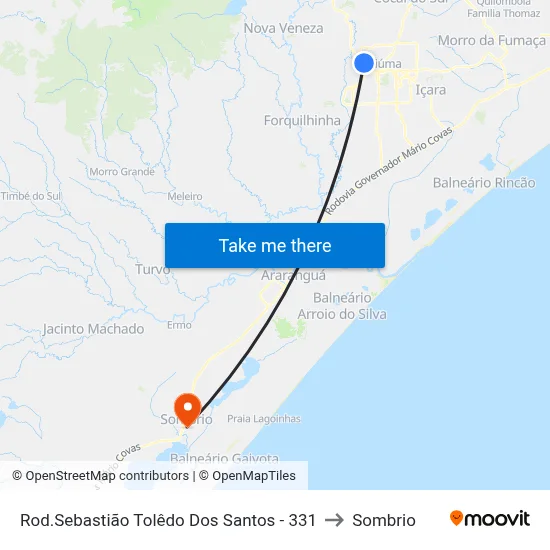 Rod.Sebastião Tolêdo Dos Santos - 331 to Sombrio map