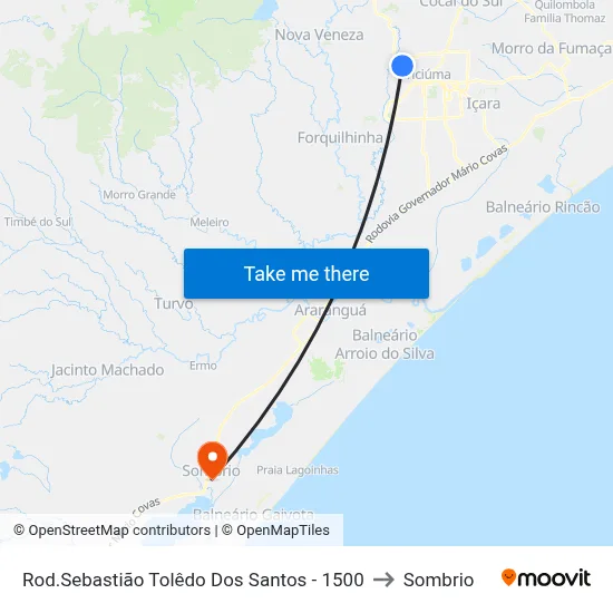 Rod.Sebastião Tolêdo Dos Santos - 1500 to Sombrio map