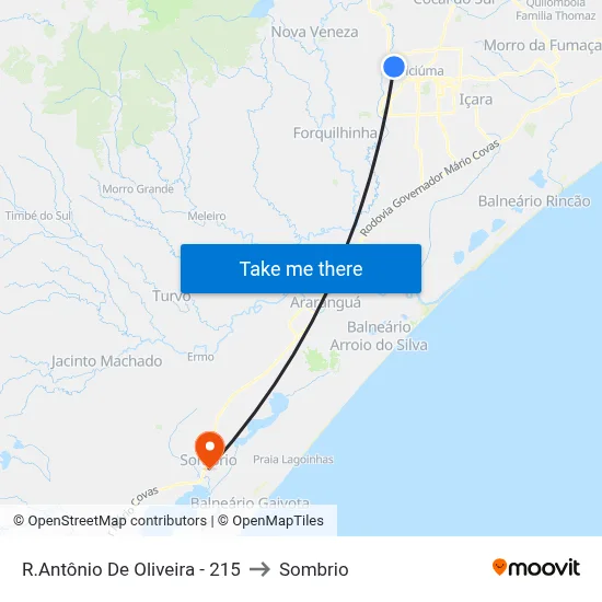 R.Antônio De Oliveira - 215 to Sombrio map