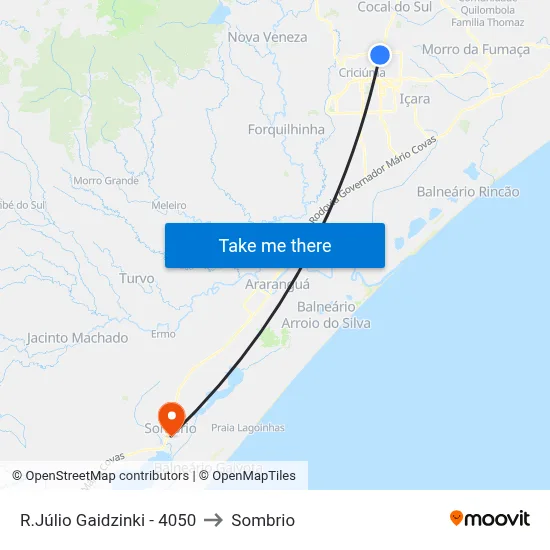 R.Júlio Gaidzinki - 4050 to Sombrio map