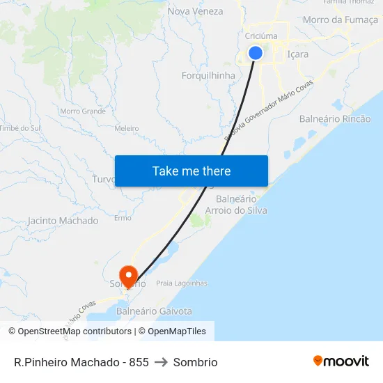 R.Pinheiro Machado - 855 to Sombrio map