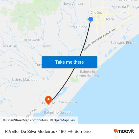 R.Valter Da Silva Medeiros - 180 to Sombrio map