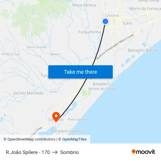 R.João Spílere - 170 to Sombrio map