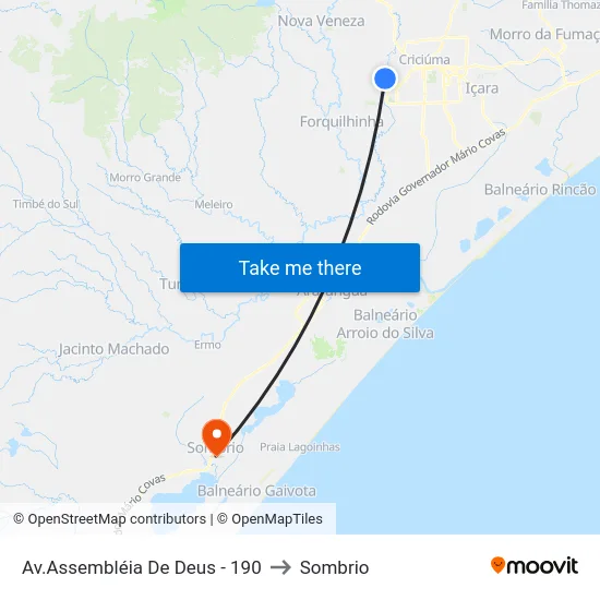 Av.Assembléia De Deus - 190 to Sombrio map