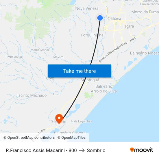 R.Francisco Assis Macarini - 800 to Sombrio map