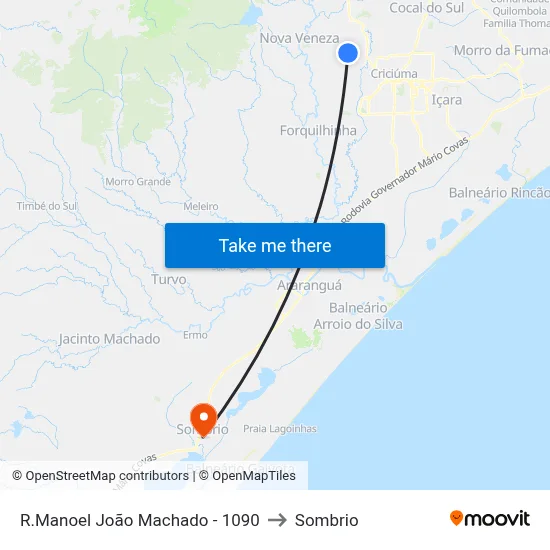 R.Manoel João Machado - 1090 to Sombrio map