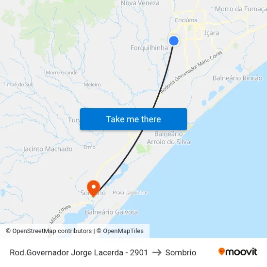 Rod.Governador Jorge Lacerda - 2901 to Sombrio map