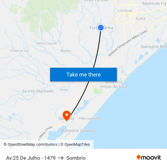 Av.25 De Julho - 1479 to Sombrio map