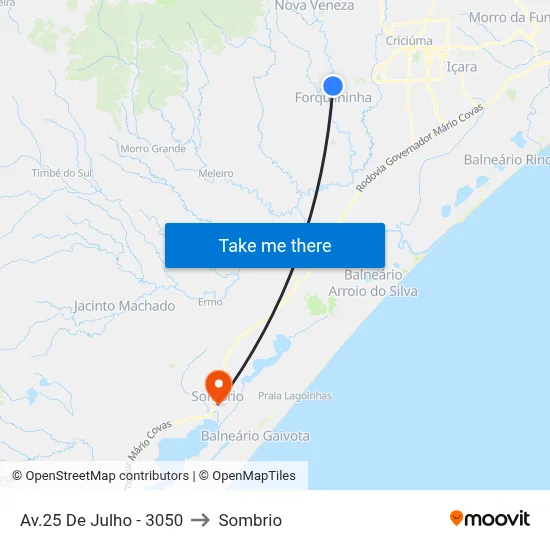 Av.25 De Julho - 3050 to Sombrio map