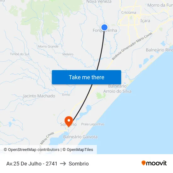 Av.25 De Julho - 2741 to Sombrio map