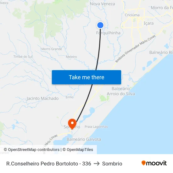 R.Conselheiro Pedro Bortoloto - 336 to Sombrio map