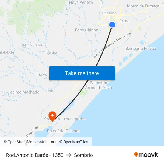 Rod.Antonio Darós - 1350 to Sombrio map