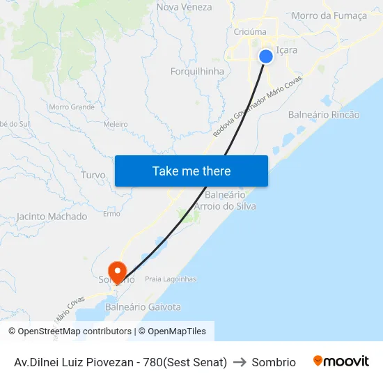 Av.Dilnei Luiz Piovezan - 780(Sest Senat) to Sombrio map