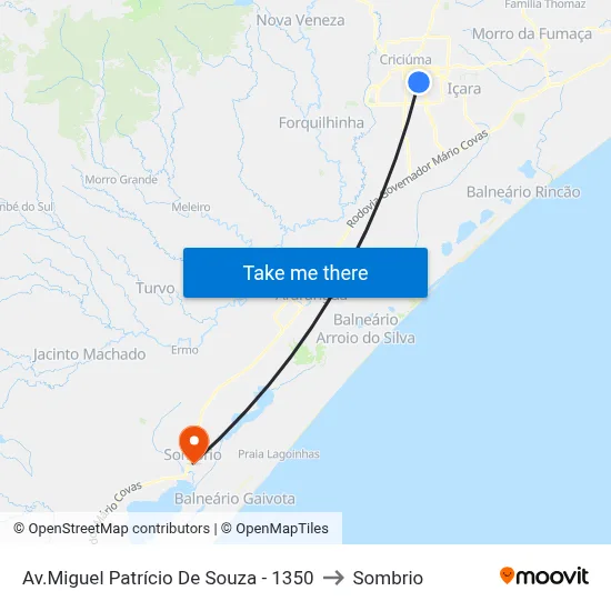 Av.Miguel Patrício De Souza - 1350 to Sombrio map