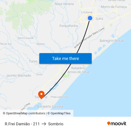 R.Frei Damião - 211 to Sombrio map