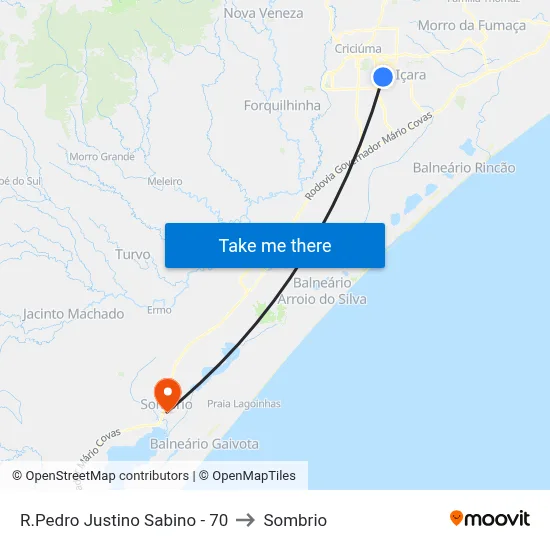 R.Pedro Justino Sabino - 70 to Sombrio map