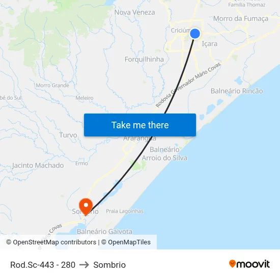 Rod.Sc-443 - 280 to Sombrio map