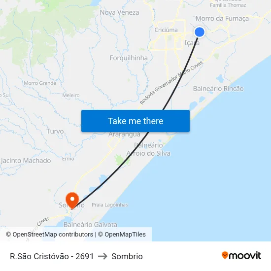 R.São Cristóvão - 2691 to Sombrio map