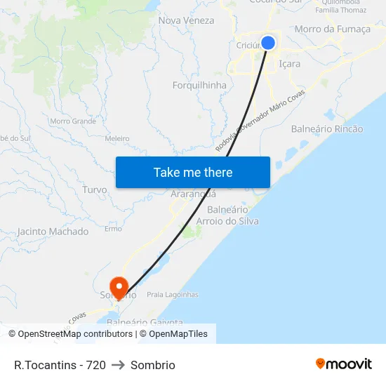 R.Tocantins - 720 to Sombrio map