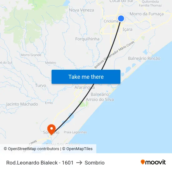 Rod.Leonardo Bialeck - 1601 to Sombrio map