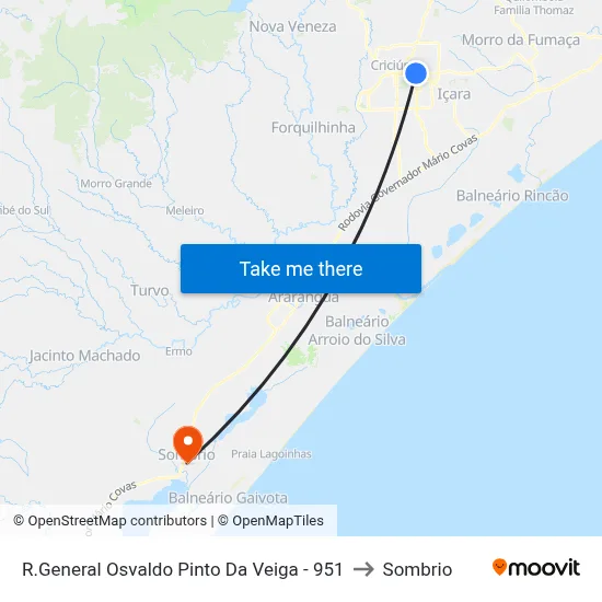 R.General Osvaldo Pinto Da Veiga - 951 to Sombrio map