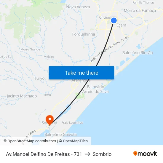 Av.Manoel Delfino De Freitas - 731 to Sombrio map