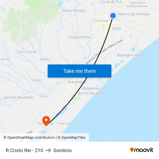 R.Cristo Rei - 210 to Sombrio map