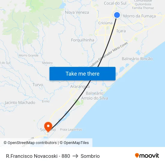 R.Francisco Novacoski - 880 to Sombrio map