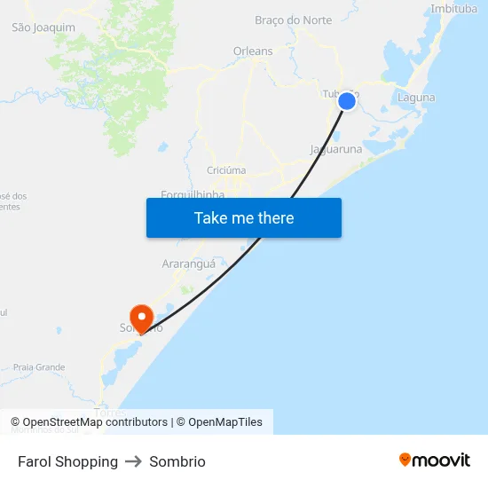 Farol Shopping to Sombrio map