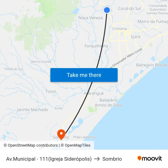 Av.Municipal - 111(Igreja Siderópolis) to Sombrio map