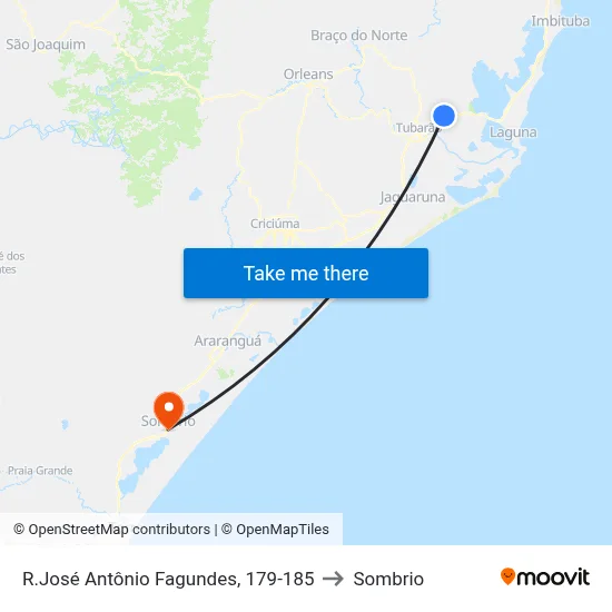 R.José Antônio Fagundes, 179-185 to Sombrio map