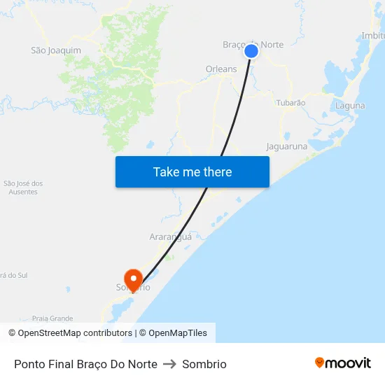 Ponto Final Braço Do Norte to Sombrio map