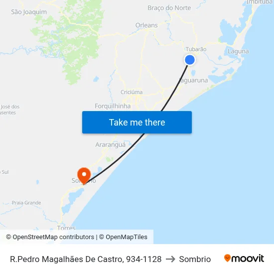 R.Pedro Magalhães De Castro, 934-1128 to Sombrio map