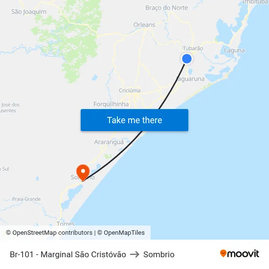 Br-101 - Marginal São Cristóvão to Sombrio map