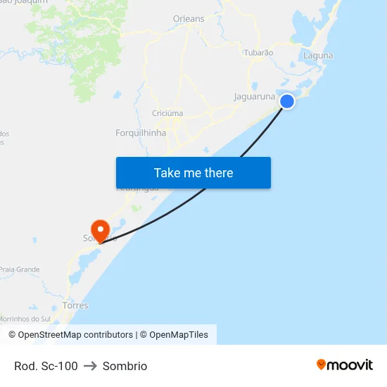 Rod. Sc-100 to Sombrio map
