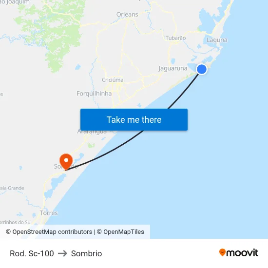 Rod. Sc-100 to Sombrio map