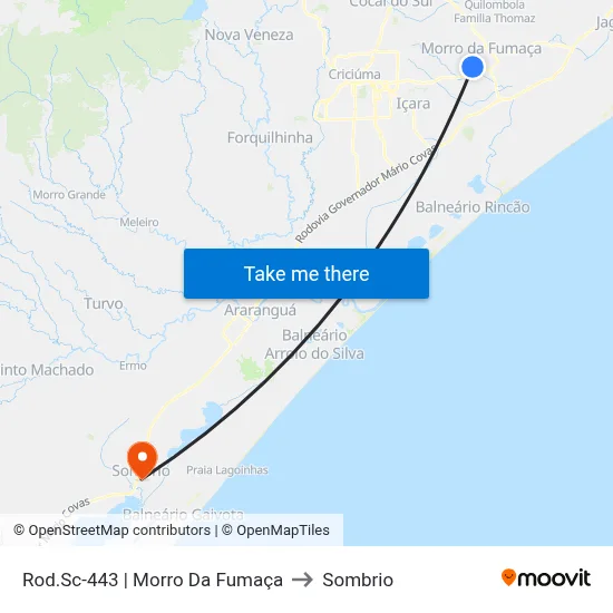 Rod.Sc-443 | Morro Da Fumaça to Sombrio map