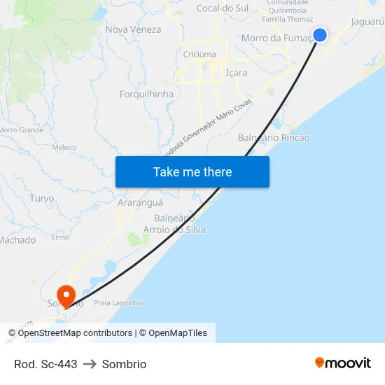 Rod. Sc-443 to Sombrio map